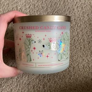 Bath and body works “crushed candy cane” 3-wick candle